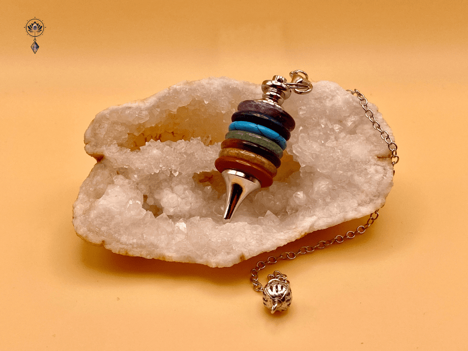 Péndulo 7 chakras anillos de minerales